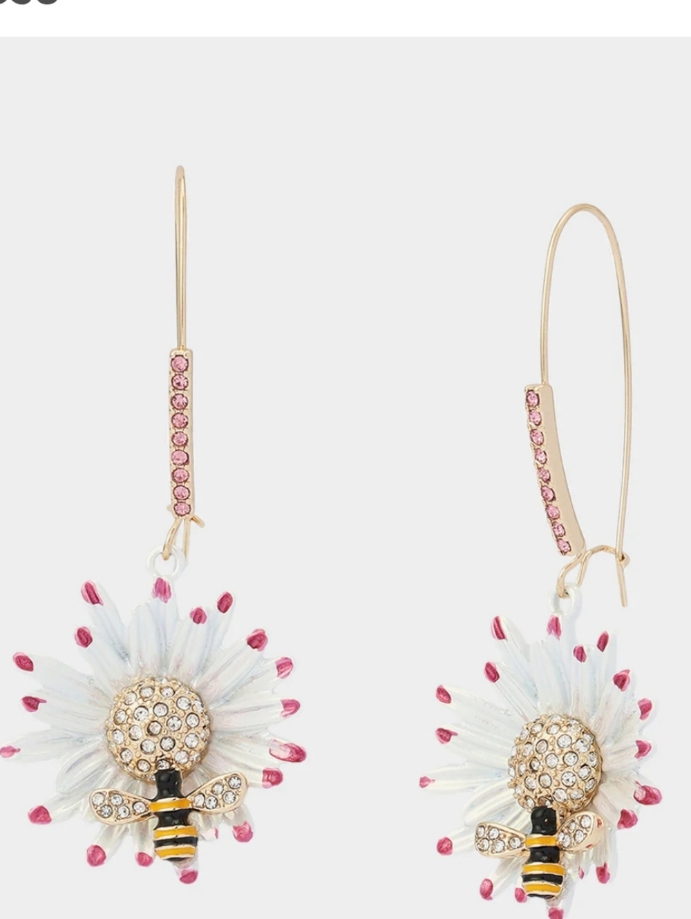 Betsey Johnson White Flower Bee Earrings